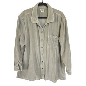 Vintage L.L. Bean Corduroy Flannel Shirt Sage Green Button Down Gorpcore 3X